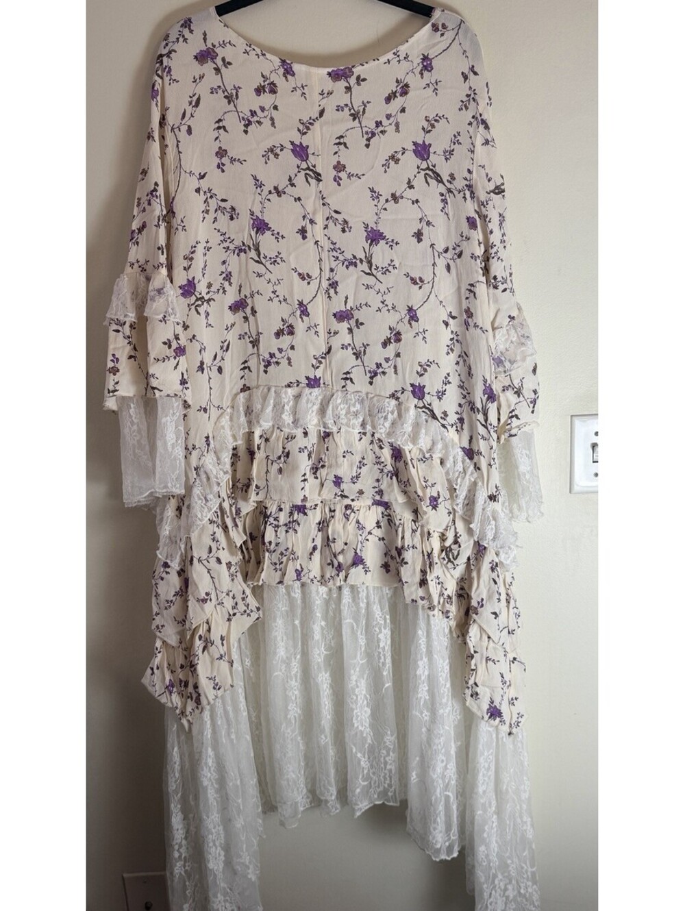 Marrika Nakk Floral Lace Dress Tiered  Boho Wedding Mariposa Dress 0/S - Picture 7 of 9